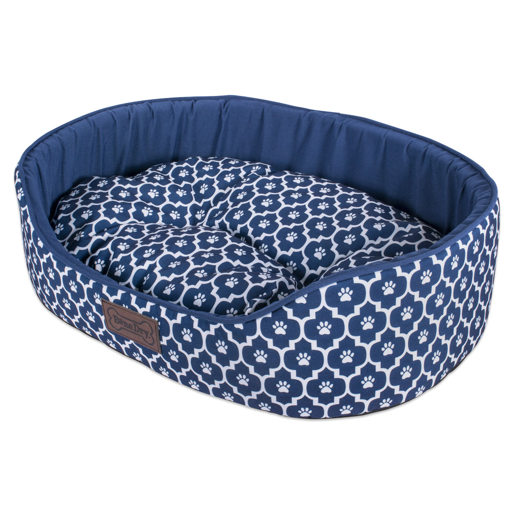 DII Pet Bed Oval Lattice Navy Large