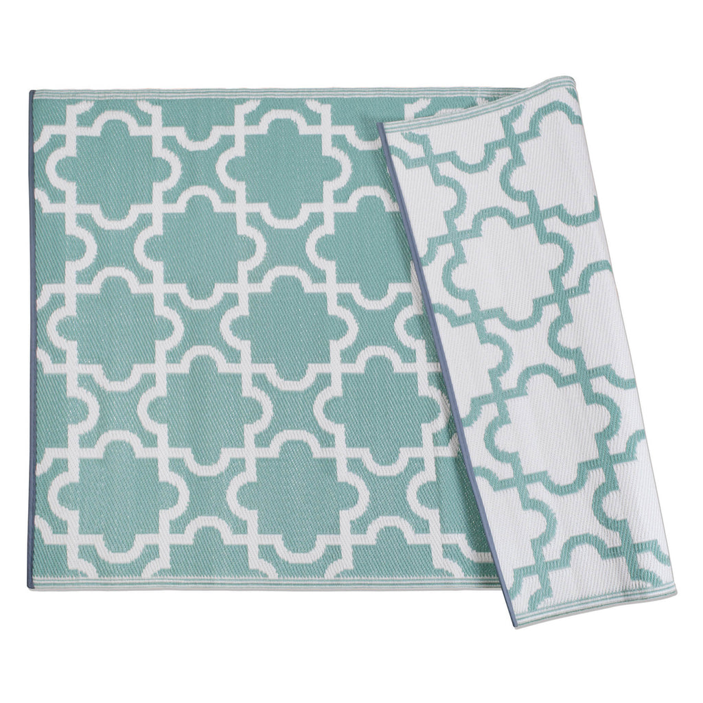 Aqua Lattice Outdoor Rug 4x6 Ft