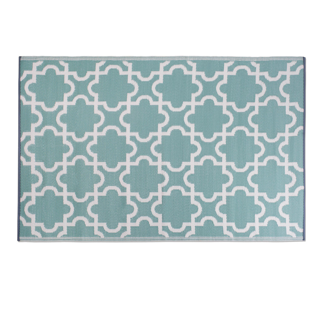 Aqua Lattice Outdoor Rug