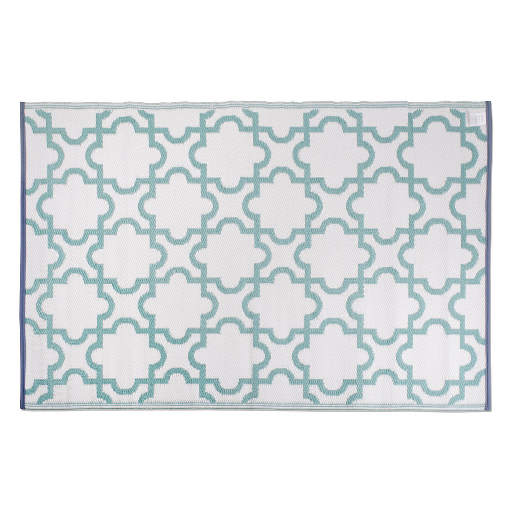 Aqua Lattice Outdoor Rug