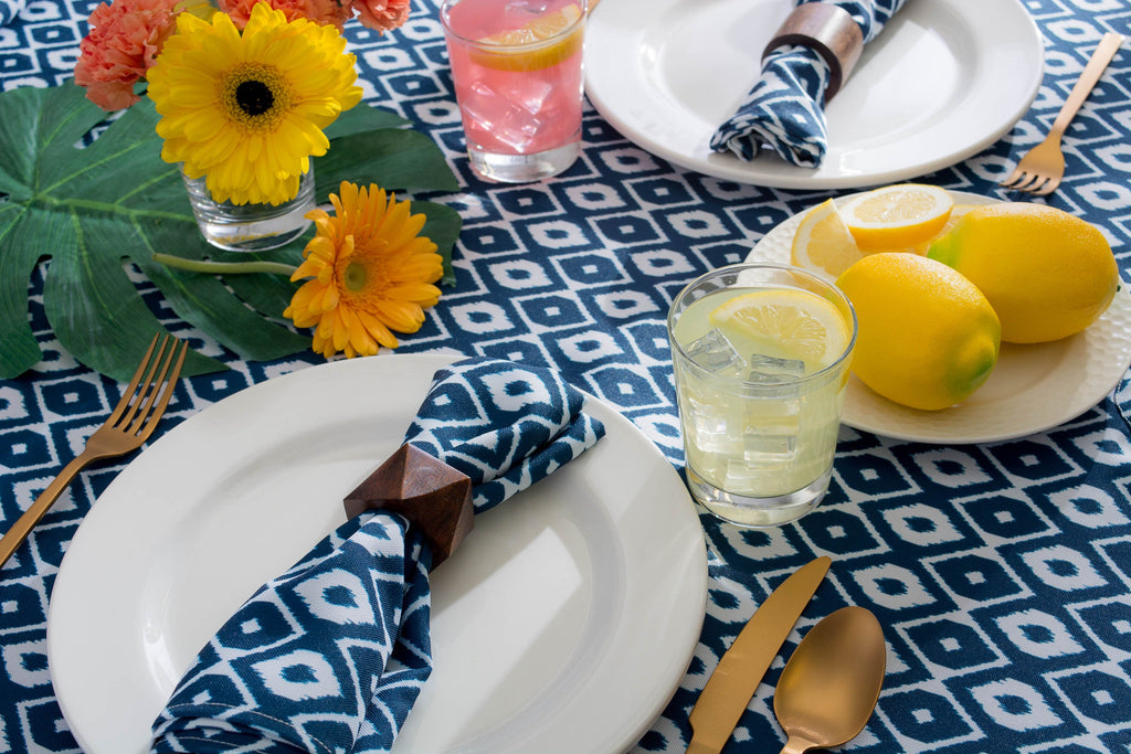DII Blue Ikat Outdoor Tablecloth