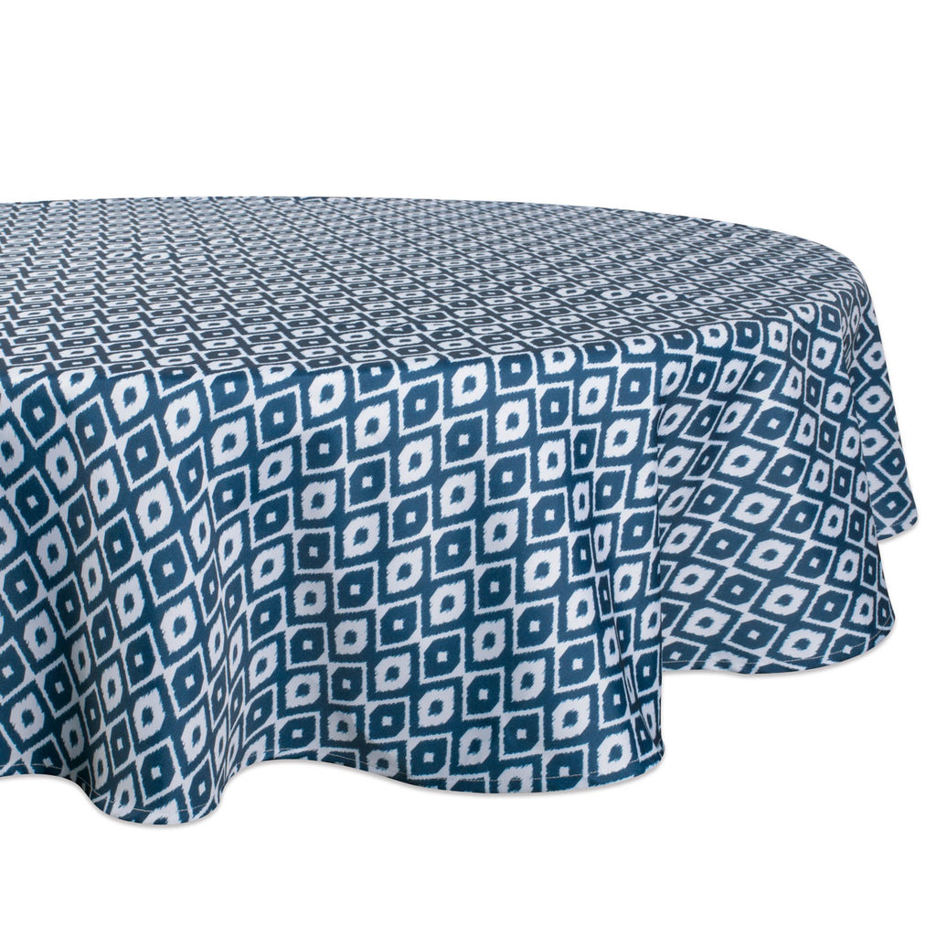 Blue Ikat Outdoor Tablecloth 60 Round