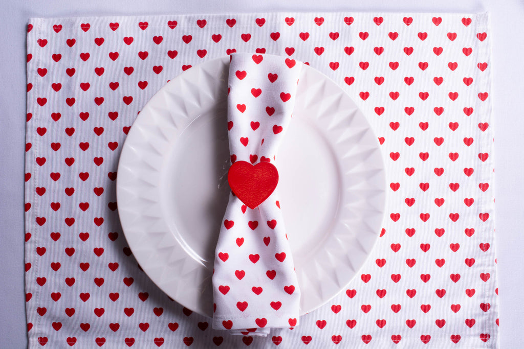 DII Lil Hearts Ribbed Placemats Set of 6
