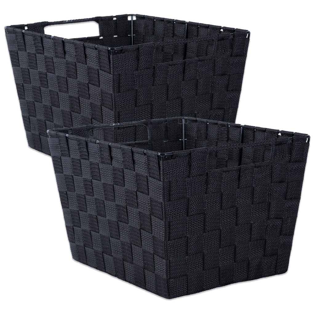 Nylon Bin Basketweave Black Trapezoid 12x10x8 Set/2