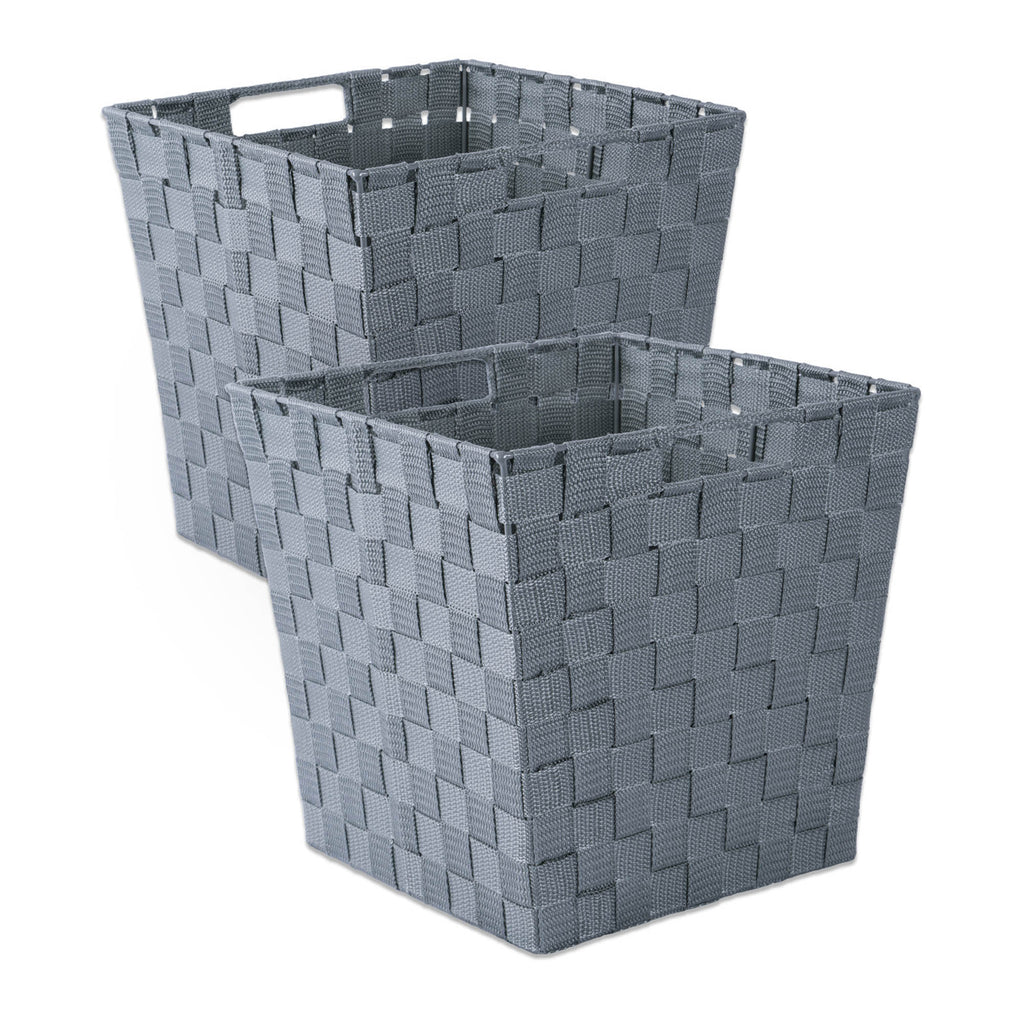 Nylon Bin Basketweave Gray Trapezoid 11x11x11 Set/2