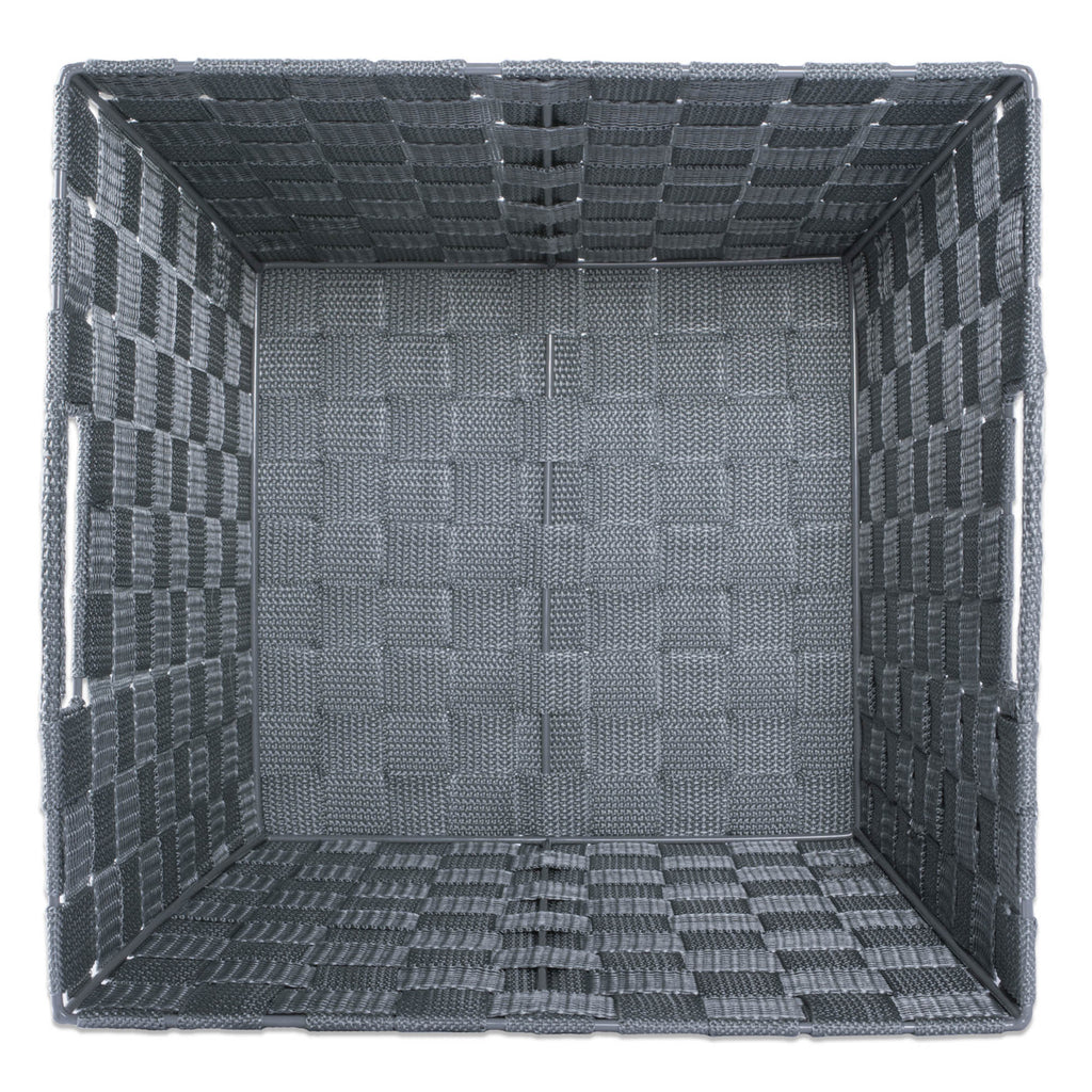 DII Nylon Bin Basketweave Gray Trapezoid Set of 2