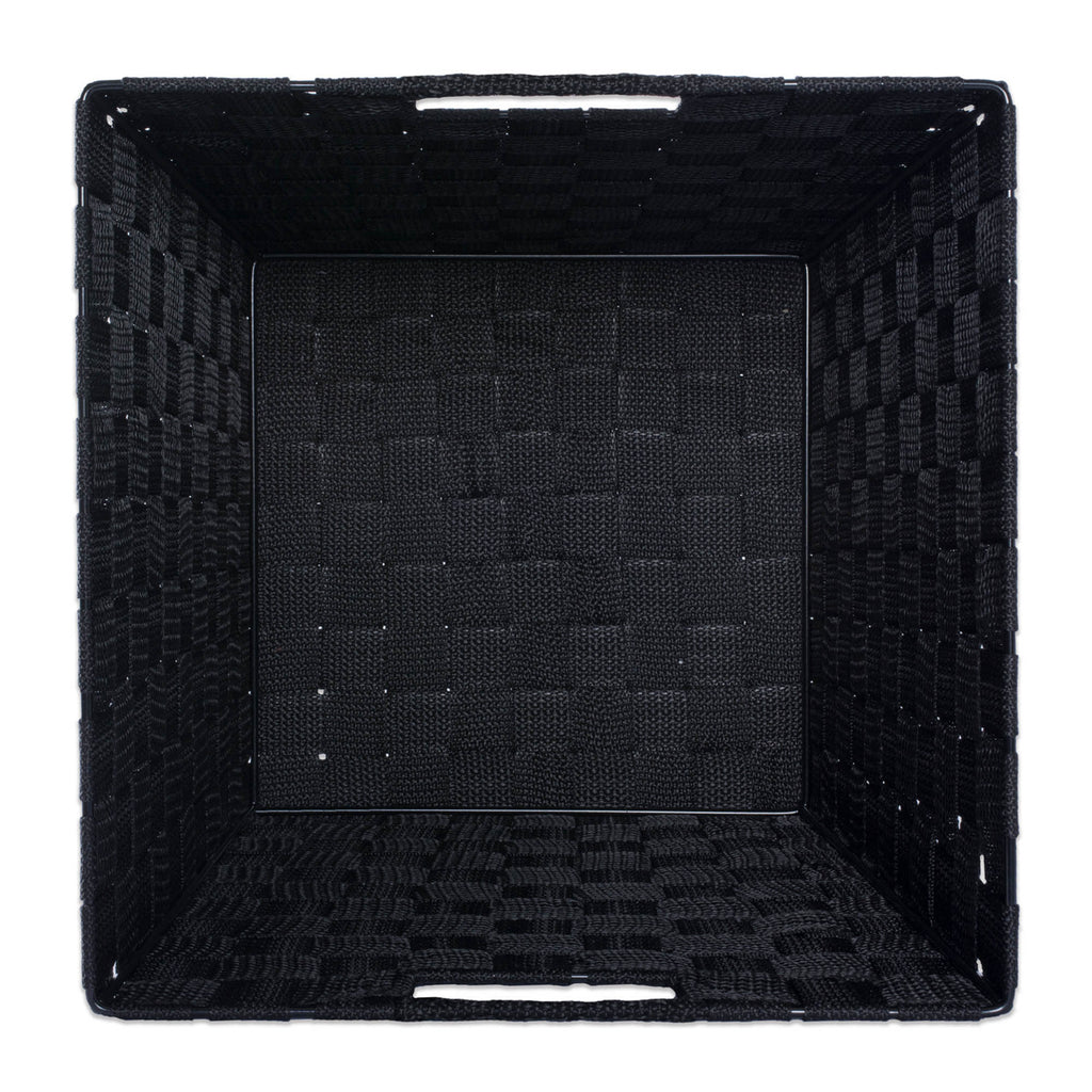 DII Nylon Bin Basketweave Black Trapezoid Set of 2