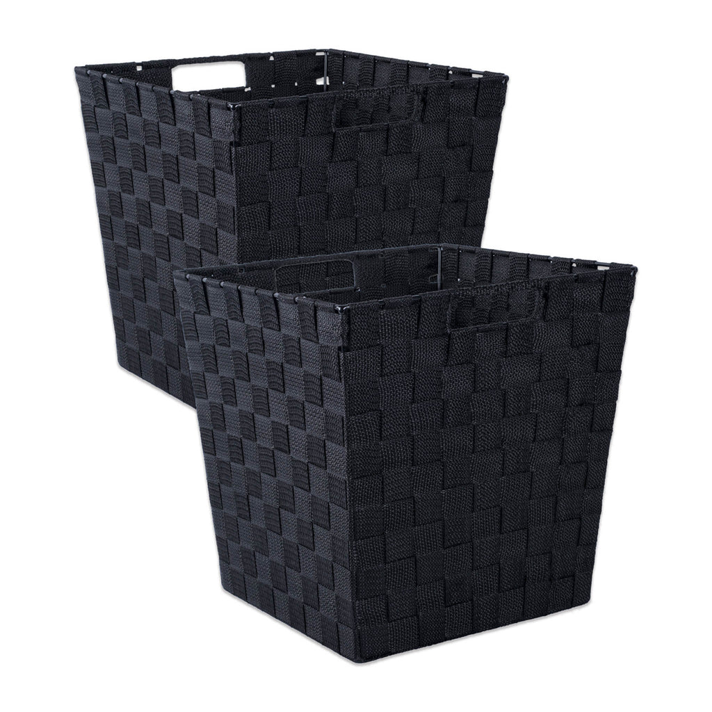 Nylon Bin Basketweave Black Trapezoid 13x13x13 Set/2