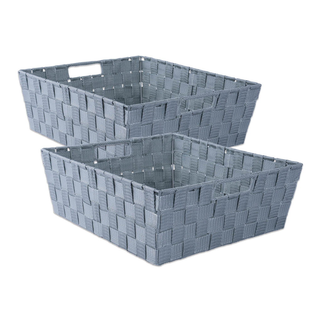 Nylon Bin Basketweave Gray Trapezoid 13x15x5 Set/2