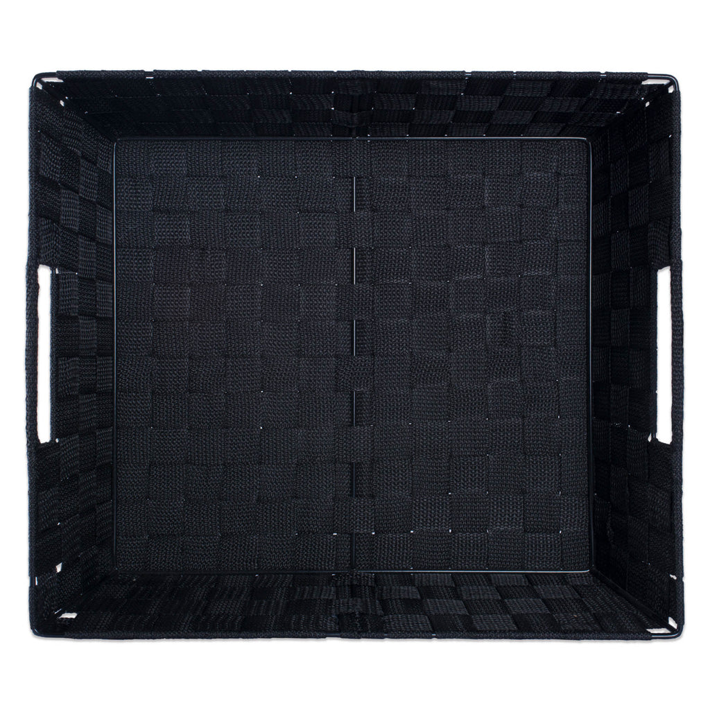 DII Nylon Bin Basketweave Black Trapezoid Set of 2
