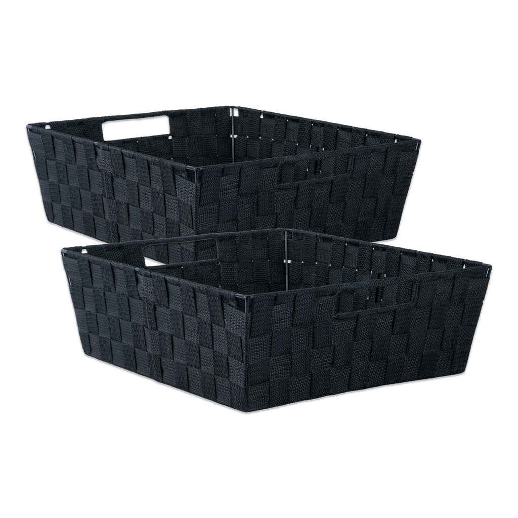 Nylon Bin Basketweave Black Trapezoid 13x15x5 Set/2