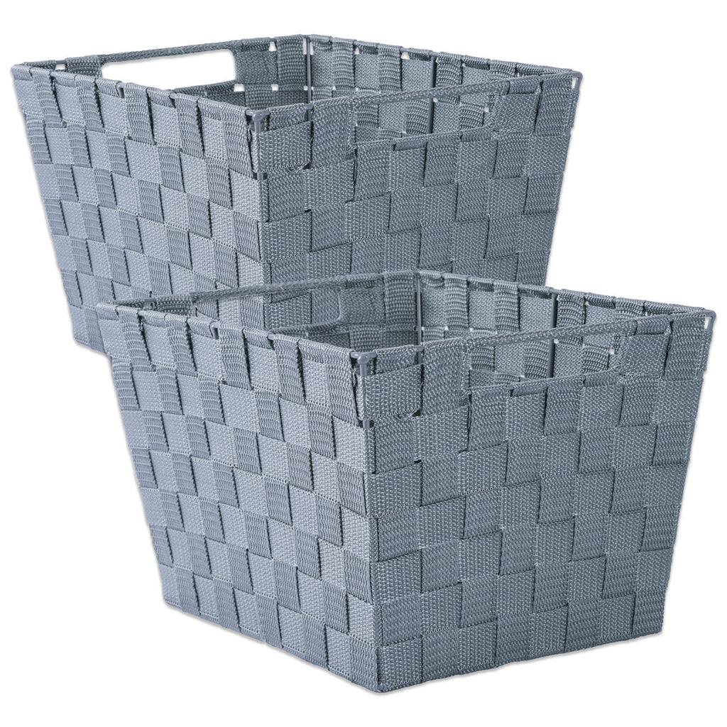 Nylon Bin Basketweave Gray Trapezoid 13x15x10 Set/2