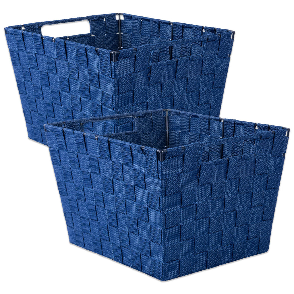 Nylon Bin Basketweave Navy Trapezoid 13x15x10 Set/2