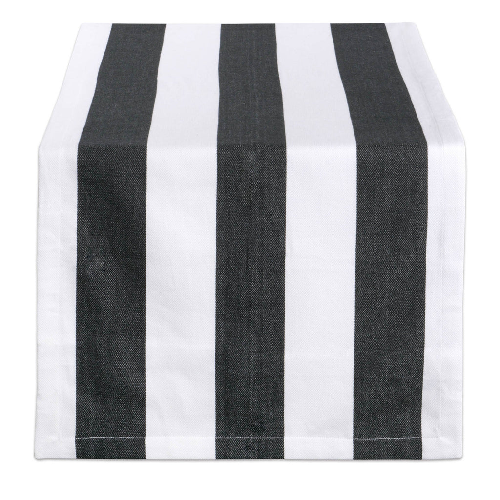 Black/White Dobby Stripe Table Runner 18x108