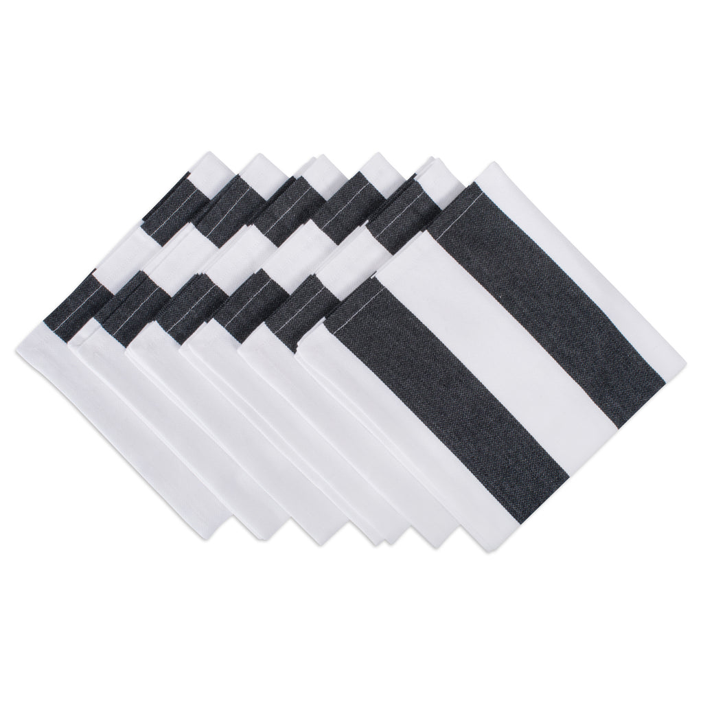 Black/White Dobby Stripe Napkin Set/6