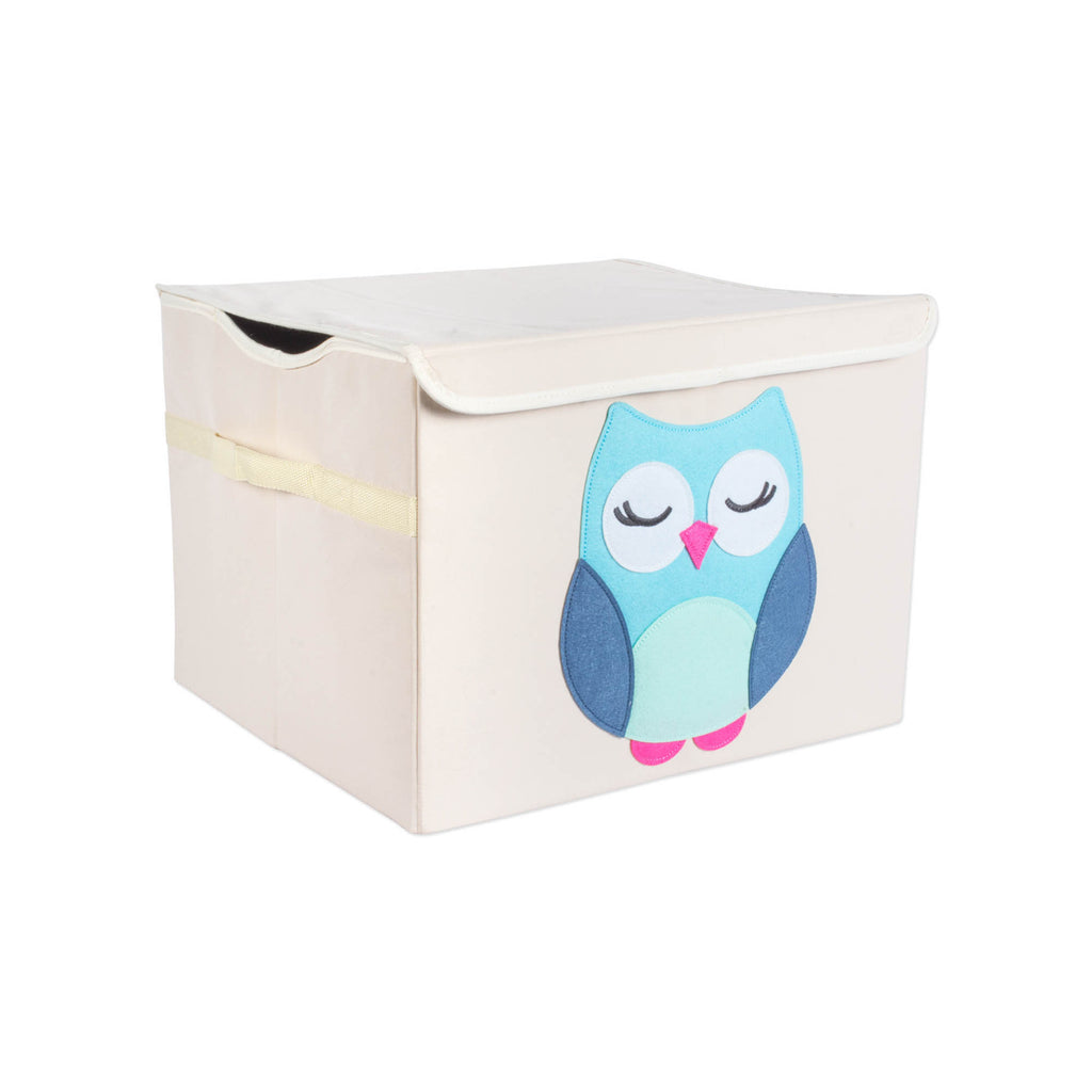 Polyester Kid Fts Owl Toy Chest With Lid 17x15x12