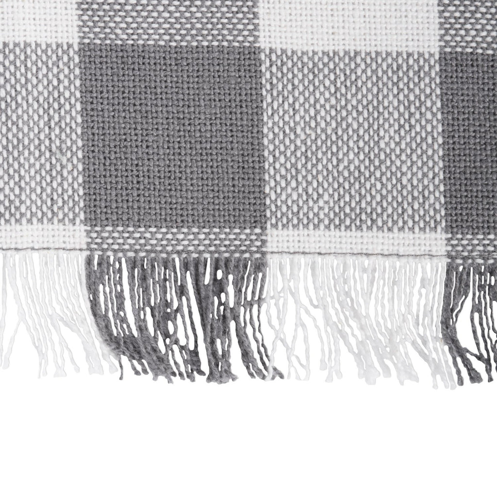 DII Gray Heavyweight Check Fringed Placemat Set of 6