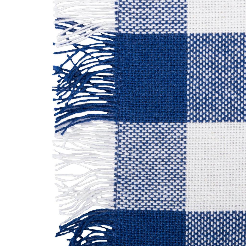DII Navy Heavyweight Check Fringed Placemat Set of 6
