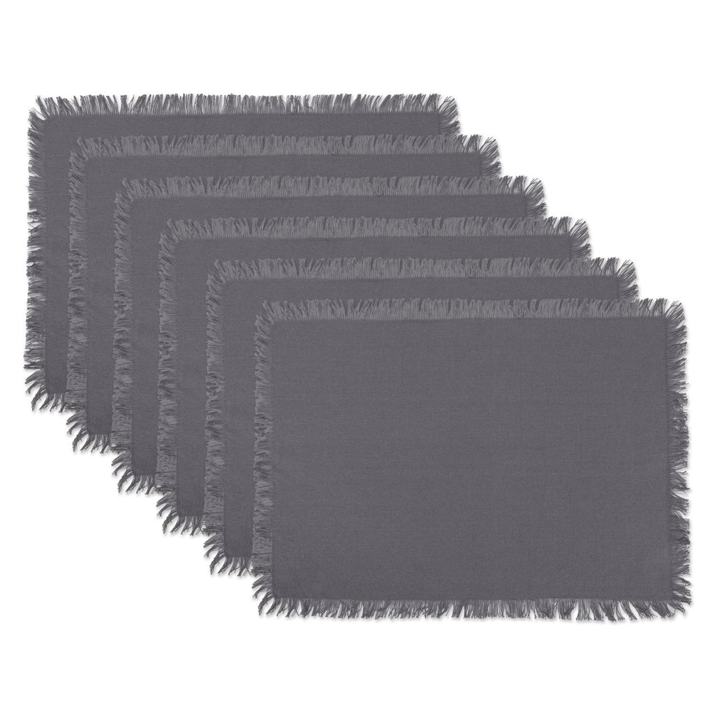 Solid Gray Heavyweight Fringed Placemat Set/6