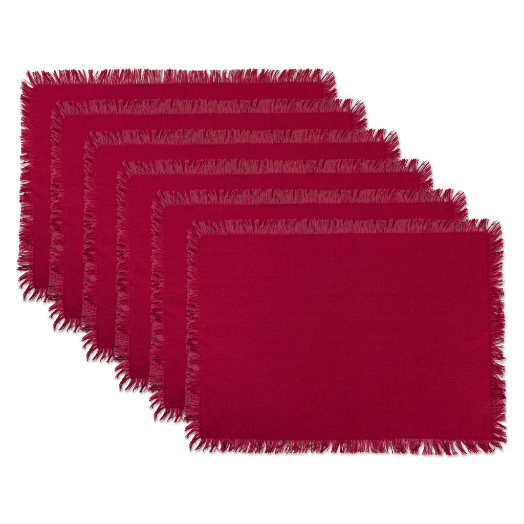Solid Wine Heavyweight Fringed Placemat Set/6