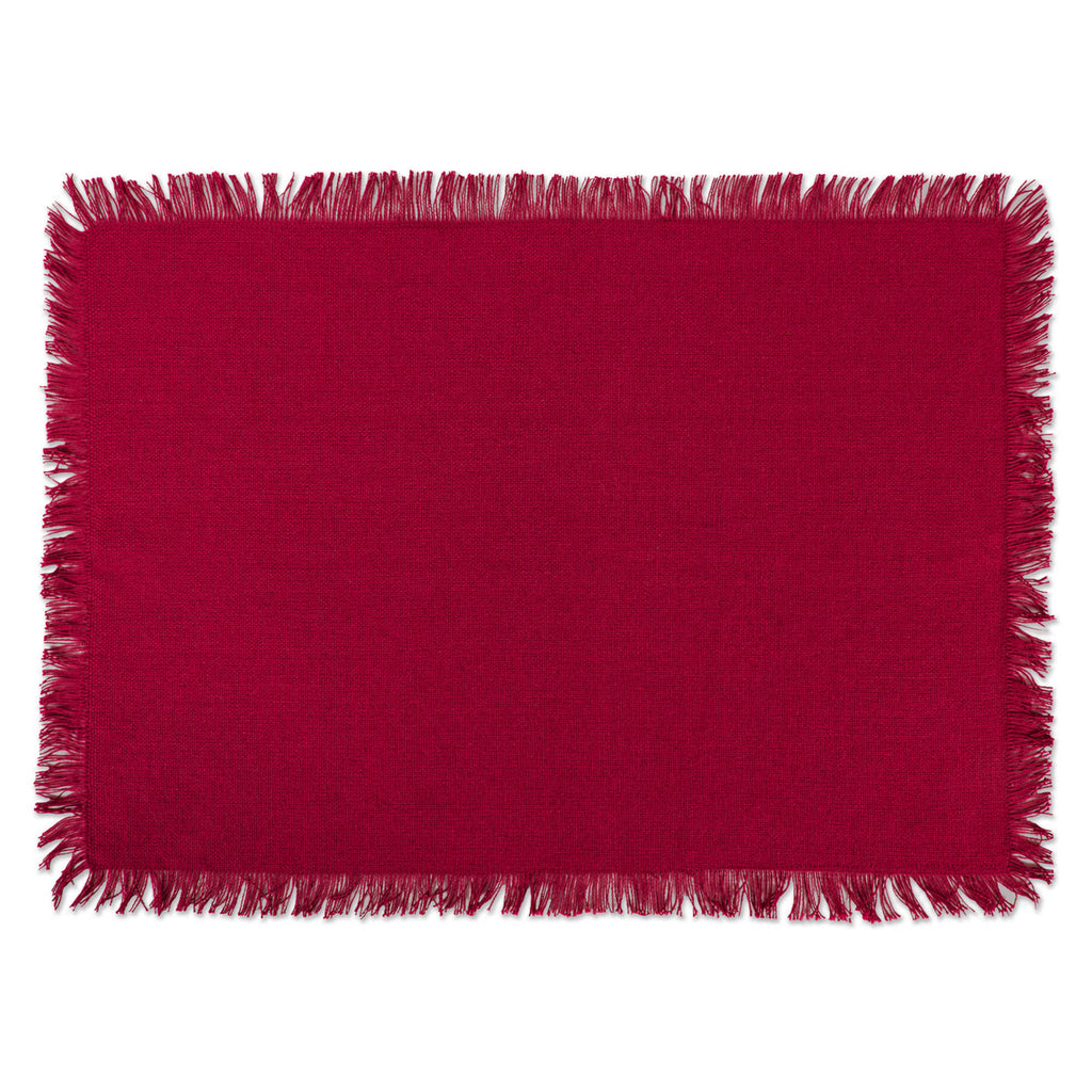 DII Solid Wine Heavyweight Fringed Placemat Set of 6
