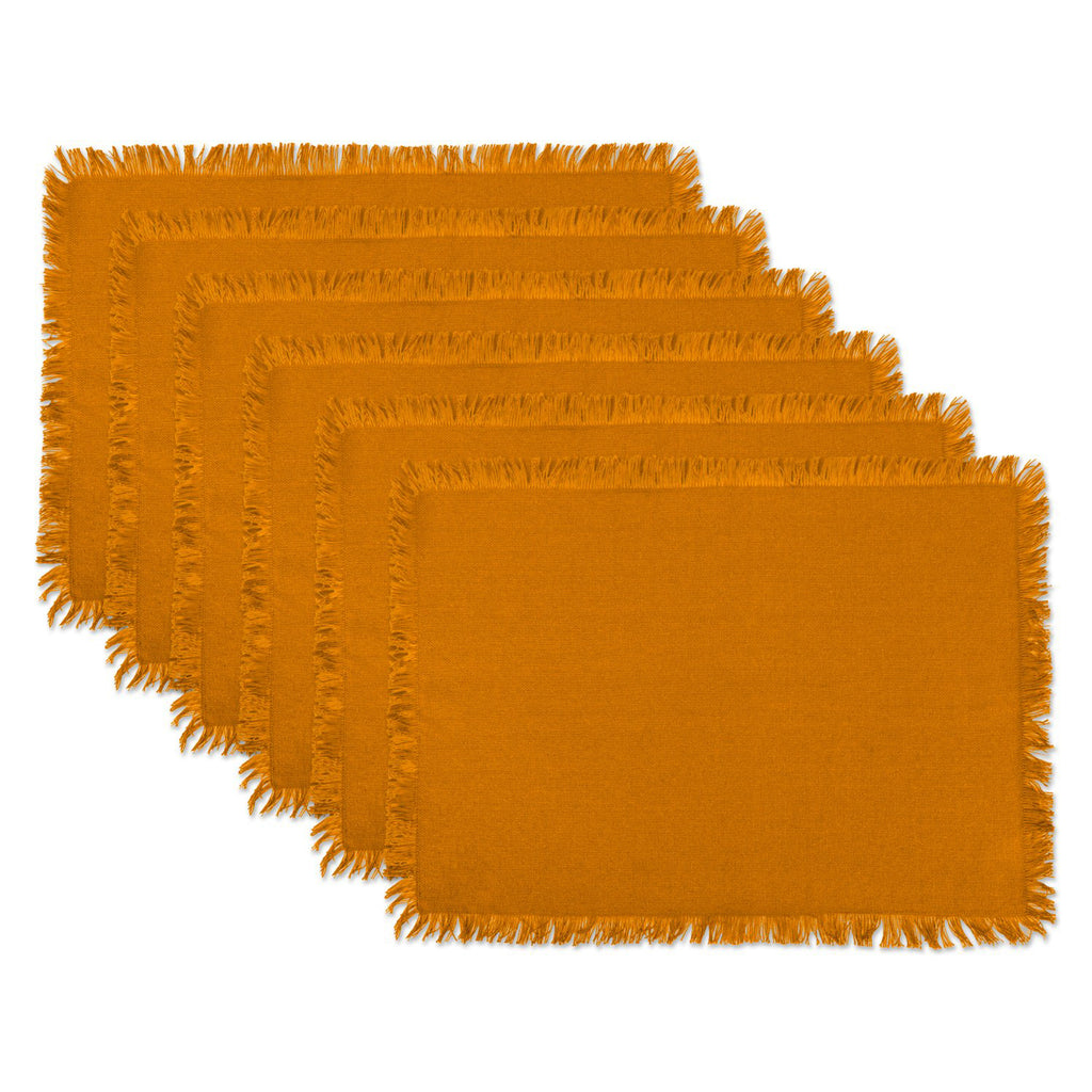 Solid Pumpkin Spice Heavyweight Fringed Placemat Set/6