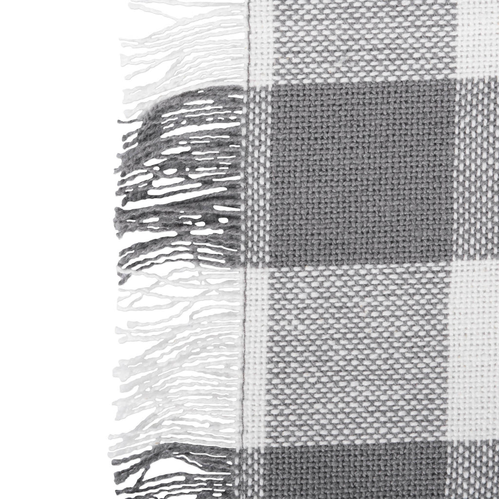 DII Gray Heavyweight Check Fringed Table Runner