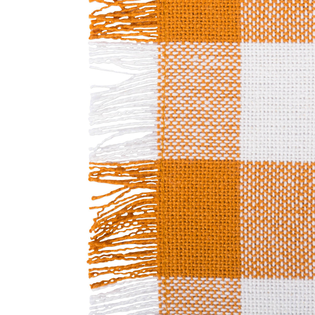 DII Pumpkin Spice Heavyweight Check Fringed Table Runner