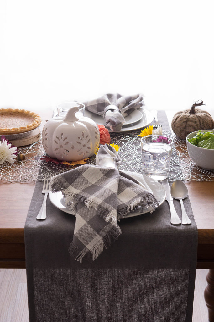 DII Solid Gray Heavyweight Fringed Table Runner