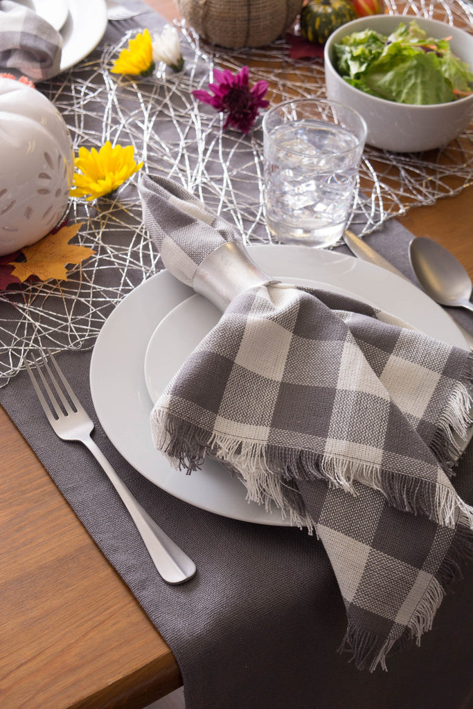 DII Solid Gray Heavyweight Fringed Table Runner