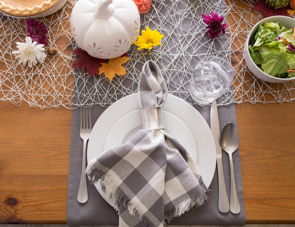 DII Solid Gray Heavyweight Fringed Table Runner