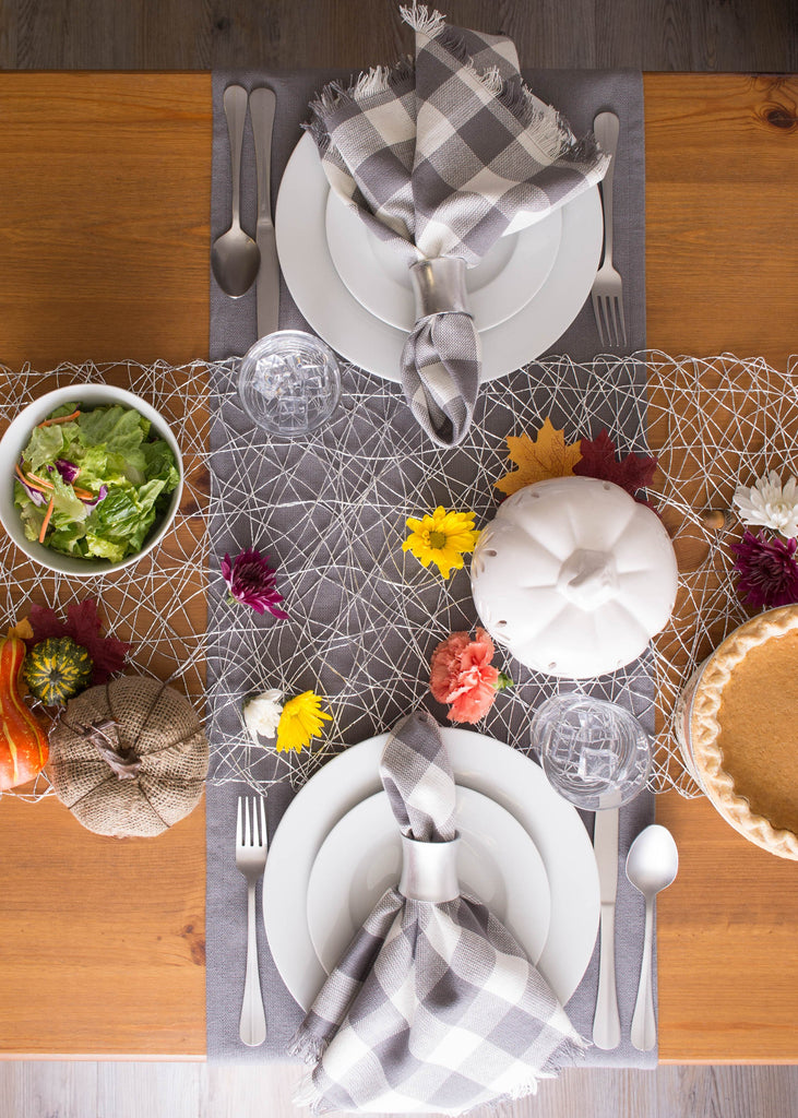 DII Solid Gray Heavyweight Fringed Table Runner