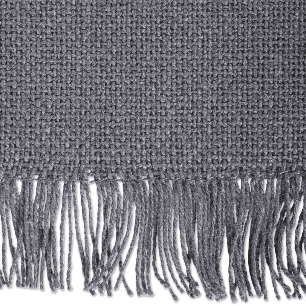 DII Solid Gray Heavyweight Fringed Table Runner