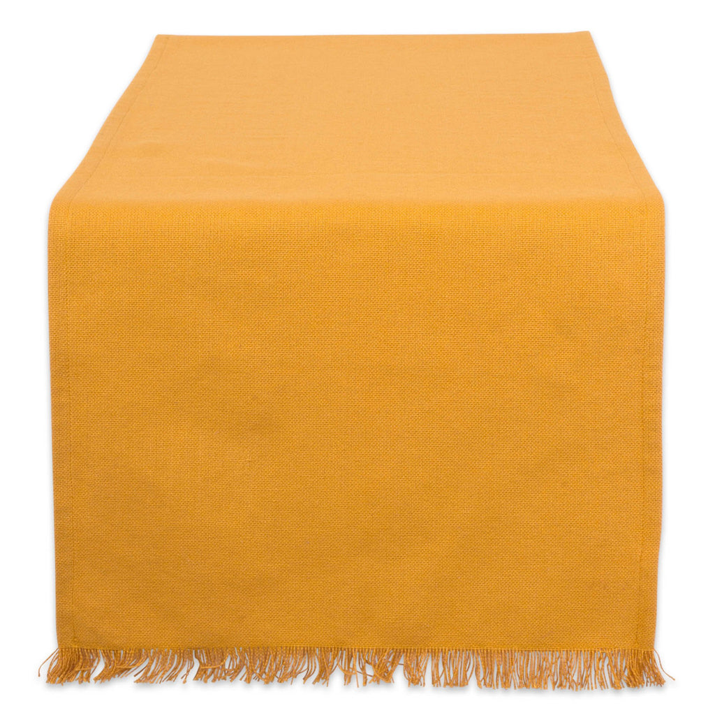 Solid Pumpkin Spice Heavyweight Fringed Table Runner 14x108