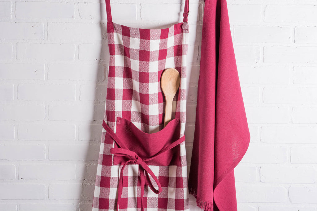 DII Wine Heavyweight Check Fringed Chef Apron