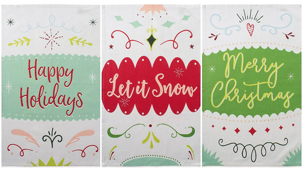 Winter Wishes Holiday Printed Dishtowel Set of 3
