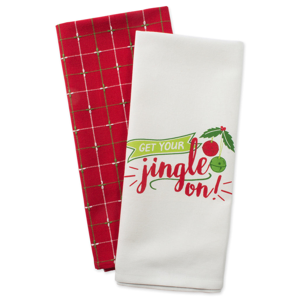 Jingle On Holiday Printed Dishtowel Set of 2