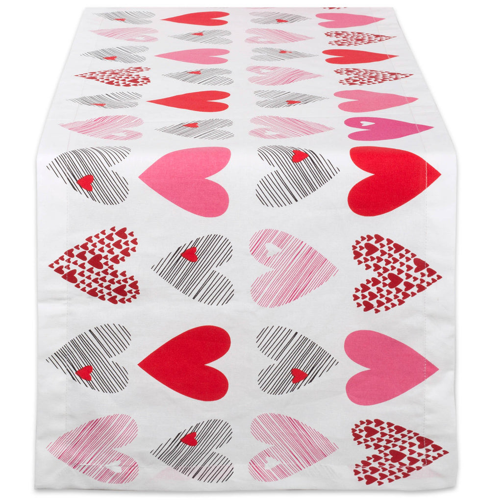 Hearts Collage Print Table Runner 14x108