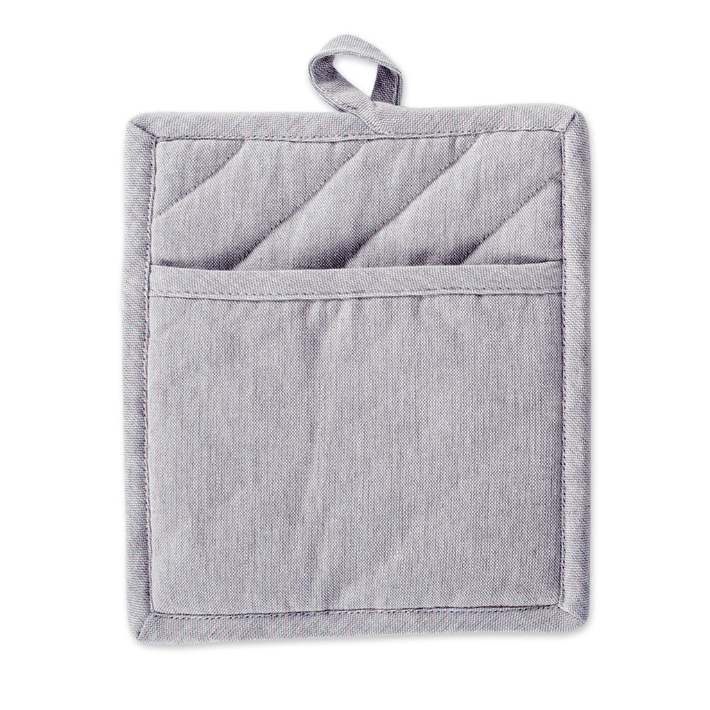 DII Gray Solid Chambray Potholder Set of 2