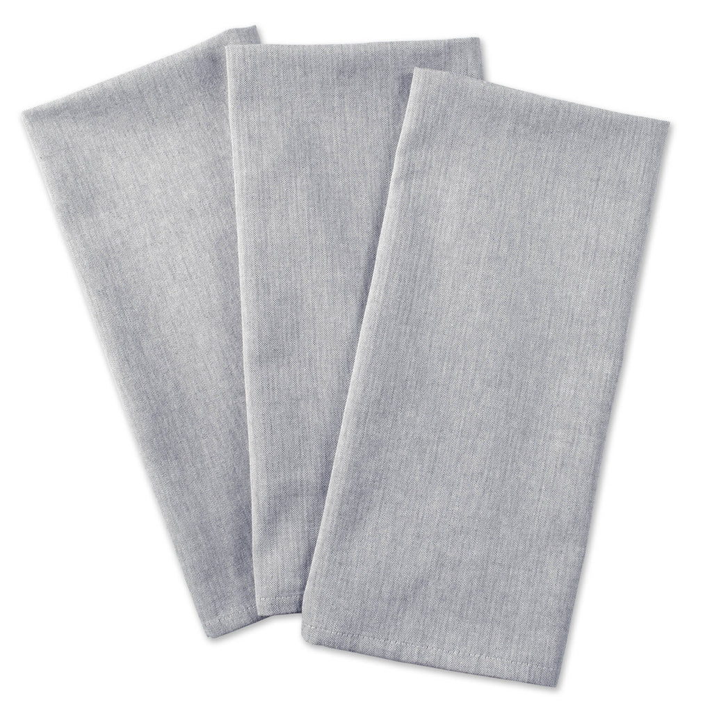 DII Gray Solid Chambray Dishtowel Set of 3