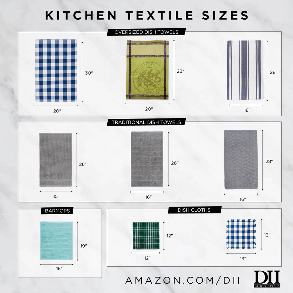 DII Gray Solid Chambray Dishtowel Set of 3