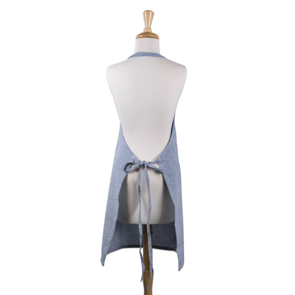 DII Blue Solid Chambray Chef Apron