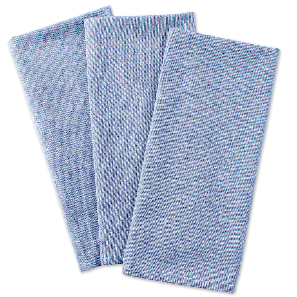 DII Blue Solid Chambray Dishtowel Set of 3