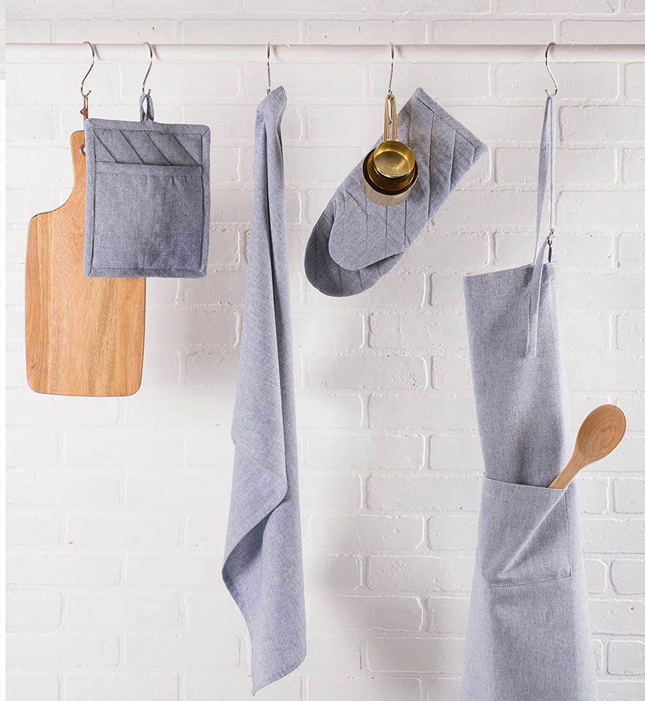 DII Blue Solid Chambray Dishtowel Set of 3