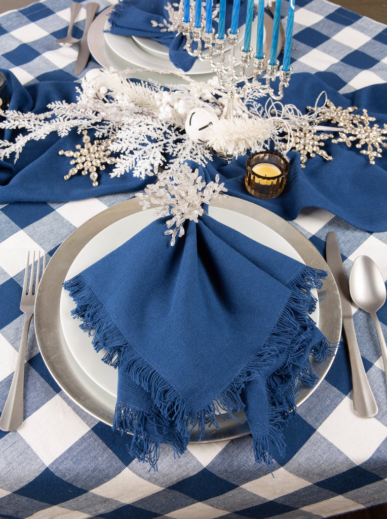 Navy Blue Buffalo Check Tablecloth