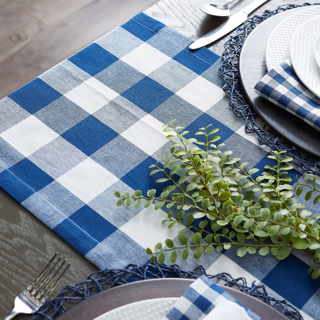 DII Navy Buffalo Check Table Runner