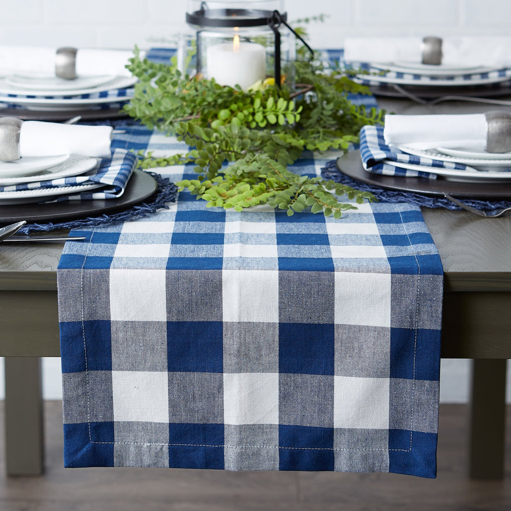 DII Navy Buffalo Check Table Runner