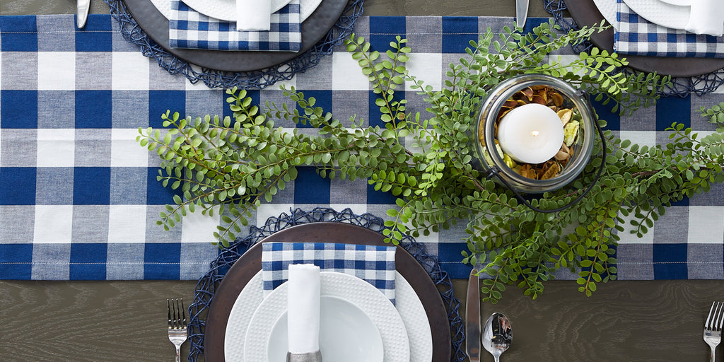 DII Navy Buffalo Check Table Runner