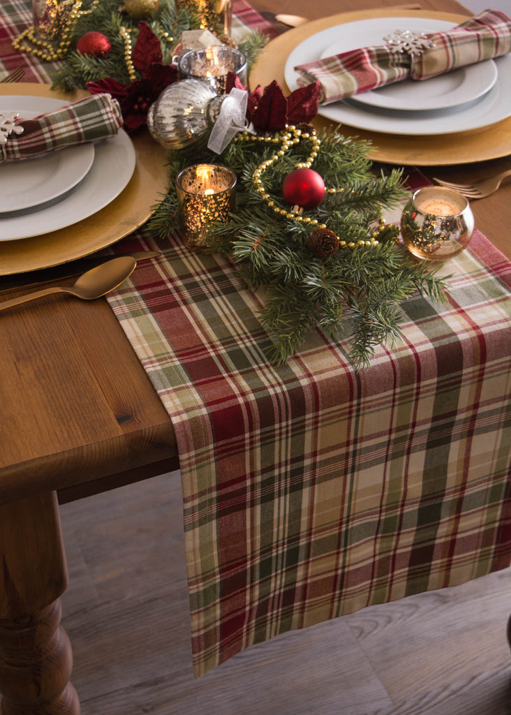 Give Thanks Plaid Table Runner