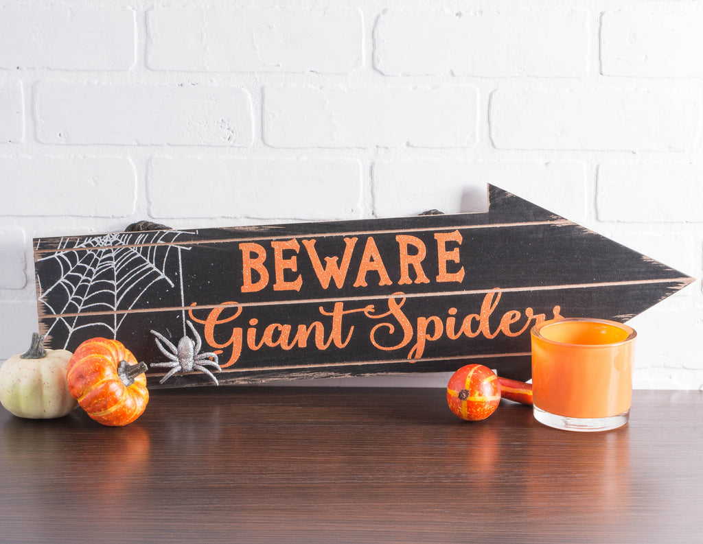 Beware Of Spiders Hanging Sign